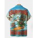 Men's Vintage Colorful Surf Big Tiki Mask Short Sleeve Polo Shirt