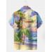 Classic Hula Tahiti Hula Dancer Print Short Sleeve Polo Shirt
