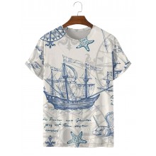 Men's Trendy Nautical Chart Print T-Shirt