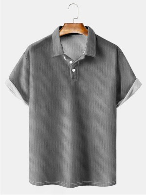 Men's Basic Solid Lapel Short Sleeve Polo Shirt